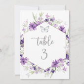 Numéro de table papillon argent floral violet (Dos)