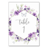 Numéro De Table Papillon argenté violet fleuri (Dos)