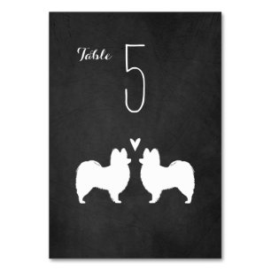 Numéro De Table Papillon Chien Silhouettes Réception de mariage