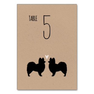 Numéro De Table Papillon Chien Silhouettes Réception de mariage