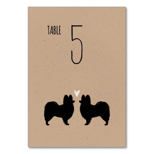 Numéro De Table Papillon Chien Silhouettes Réception de mariage (Par défaut)