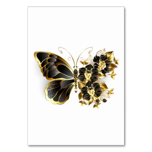 Numéro De Table Papillon fleur d'or avec orchidée noire (Par défaut)
