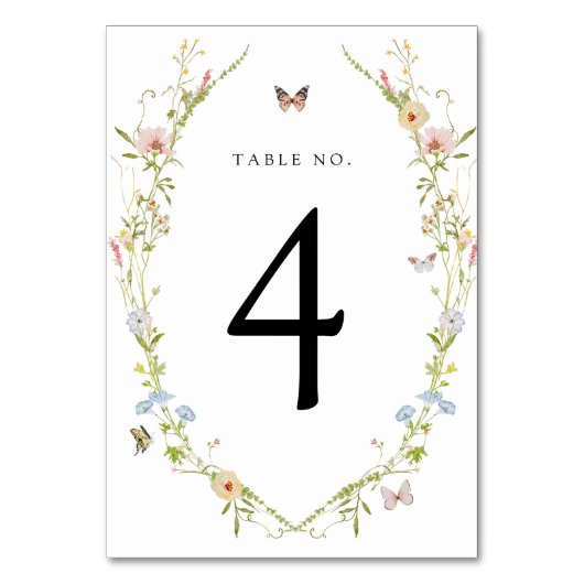 Numéro de table Papillon Fleur Sauvage (Dos)