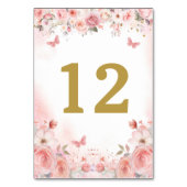 Numéro De Table Papillon floral rose rose pâle Quinceañera (Dos)
