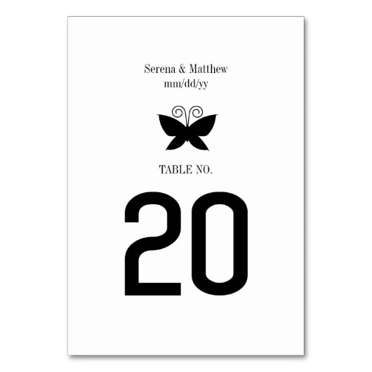 Numéro De Table Papillon noir (Par défaut)