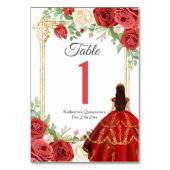 Numéro De Table Papillon Quinceanera des Roses rouges mexicaines (Dos)