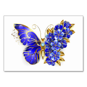 Numéro De Table Papillon saphir à fleurs