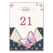 Numéro De Table papillons bleu marine rose floral (Dos)