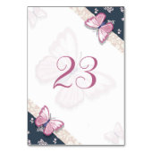 Numéro De Table papillons bleu marine rose floral (Dos)