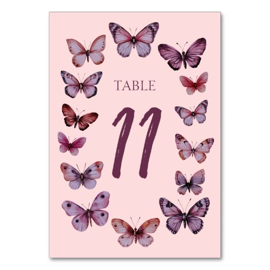 Numéro De Table Papillons Élégants Mariage PERSONNALISÉ (Dos)