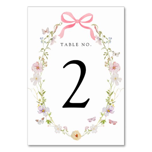 Numéro De Table Papillons Fleurs sauvages roses Numéro de tableau (Dos)