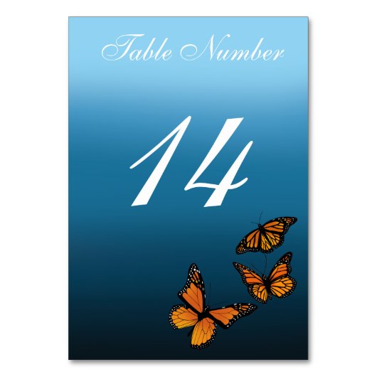 Numéro De Table Papillons Monarque Blue Ombre (Dos)