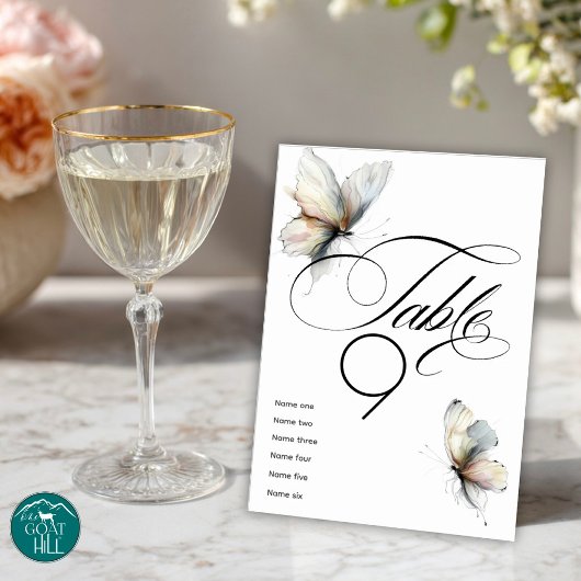 Numéro De Table Papillons pastel à l'encre abstraite élégants