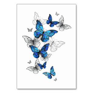Numéro De Table Papillons volants bleus Morpho