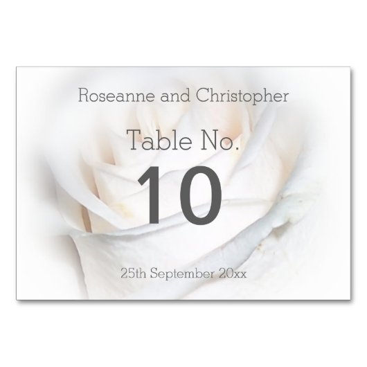 Numéro De Table Paramètre de table de Mariage Floral Blanc (Devant)