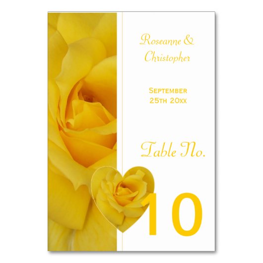 Numéro De Table Paramètre de table de Mariage rose jaune (Dos)