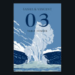 Numéro De Table Parc national de Yellowstone Mariage Rétro<br><div class="desc">Présentant la captivante carte de numéro de table du parc national Yellowstone, mise en vie avec des couleurs rétro vibrantes! Voici le majestueux paysage du parc national Yellowstone qui fait honneur à cette invitation exquise. La personnalisation est essentielle - adaptez le texte sans effort pour l'harmoniser avec les spécificités de...</div>