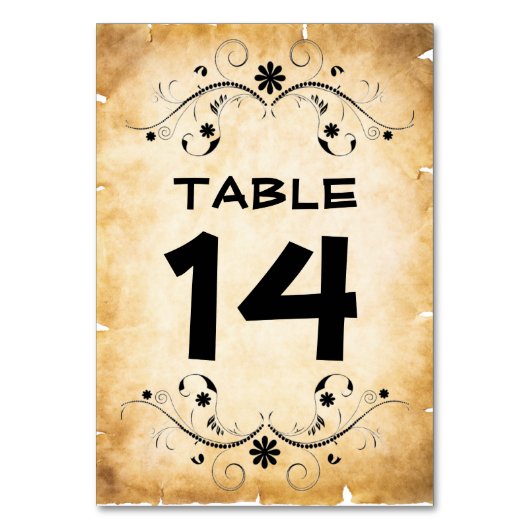 Numéro De Table Parchemin vintage Rustique (Par défaut)