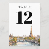 Numéro de table Paris France aquarelle (Dos)