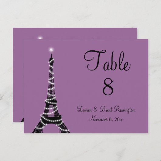 Numéro de table Paris Twinkles (Devant / Derrière)