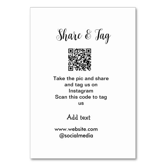Numéro De Table Partager et marquer sur Instagram scan QR ajouter  (Par défaut)