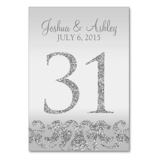 Numéro De Table Parties scintillant Argent Look Mariage Numéros de (Dos)