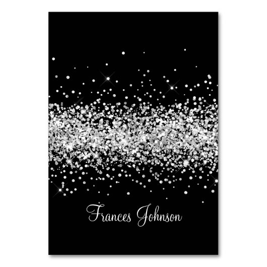 Numéro De Table Parties scintillant Argent Noir Nom individuel Pla (Par défaut)