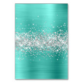 Numéro De Table Parties scintillant Argent Turquoise Plaques indiv (Dos)
