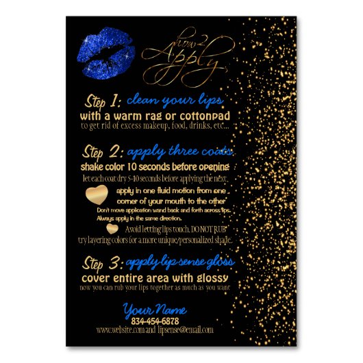 Numéro De Table Parties scintillant Bleue et Instructions pour la (Par défaut)