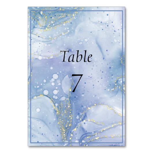 Numéro De Table Parties scintillant bleue violet blanc or (Dos)