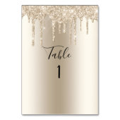 Numéro De Table Parties scintillant Champagne Drip Mariage élégant (Dos)
