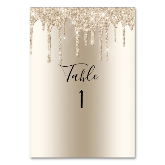 Numéro De Table Parties scintillant Champagne Drip Mariage élégant (Par défaut)
