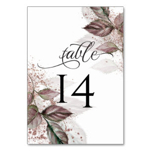 Numéro De Table Parties scintillant d'aquarelle moderne Foliage Ba