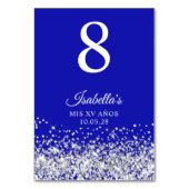 Numéro De Table Parties scintillant d'argent et Royal Blue Mis XV  (Dos)
