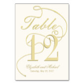 Numéro De Table Parties scintillant de calligraphie d'or subtile (Dos)