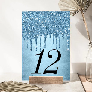 Numéro De Table Parties scintillant de glace à goutte Blue Faux