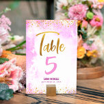 Numéro De Table Parties scintillant de script bat mitzvah Pink Wat<br><div class="desc">Aucun Bat mitzvah n'est complet sans carte de numéro de table personnalisée. Laissez votre Bat mitzvah préféré être fier, se réjouir et célébrer son jalon à sa fête parfaitement coordonnée. Un arrière - plan d'aquarelle rose pâle est orné d'une écriture manuscrite brillante, moderne et brillante. Personnalisez le texte personnalisé avec...</div>