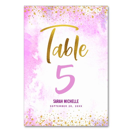Numéro De Table Parties scintillant de script bat mitzvah Pink Wat (Dos)