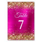 Numéro De Table Parties scintillant d'or à huile rose chaud élégan (Dos)