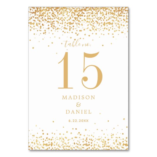 Numéro De Table Parties scintillant d'or Confetti Mariage élégant (Par défaut)
