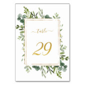 Numéro De Table Parties scintillant d'or Mariage vert botanique nu (Dos)