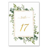 Numéro De Table Parties scintillant d'or Mariage vert botanique nu (Dos)