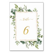 Numéro De Table Parties scintillant d'or Mariage vert botanique nu (Dos)