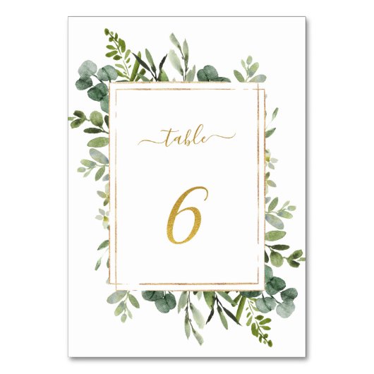 Numéro De Table Parties scintillant d'or Mariage vert botanique nu (Par défaut)