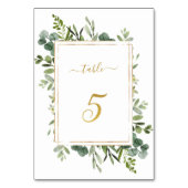 Numéro De Table Parties scintillant d'or Mariage vert botanique nu (Dos)