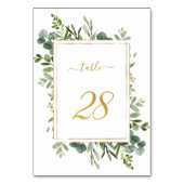 Numéro De Table Parties scintillant d'or Mariage vert botanique nu (Dos)