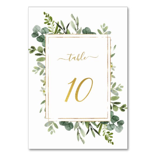 Numéro De Table Parties scintillant d'or Mariage vert botanique nu (Dos)
