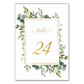 Numéro De Table Parties scintillant d'or Mariage vert botanique nu (Dos)