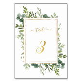Numéro De Table Parties scintillant d'or Mariage vert botanique nu (Dos)