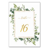 Numéro De Table Parties scintillant d'or Mariage vert botanique nu (Dos)